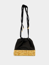 Glorinha Paranaguá Black Tokio Satin and Bamboo Bucket Bag