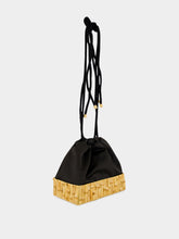 Glorinha Paranaguá Black Tokio Satin and Bamboo Bucket Bag