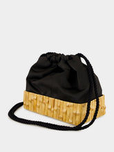 Glorinha Paranaguá Black Tokio Satin and Bamboo Bucket Bag