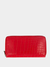 Dolce & Gabbana Red Crocodile Leather Zip Wallet