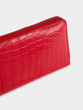 Dolce & Gabbana Red Crocodile Leather Zip Wallet