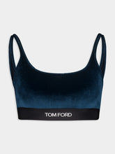 Tom Ford Green Stretch Lustrous Velour Signature Bralette