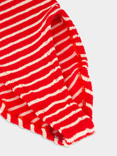 Hunza G Brooke Strapless Swimsuit in Red and White Stripe