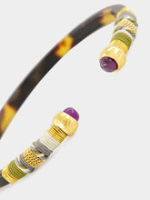 Gas Bijoux Brown Sari Open Bangle with Semi-Precious Stones