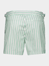 Tom Ford Light Green and White Striped Nylon Swim Shorts