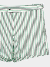 Tom Ford Light Green and White Striped Nylon Swim Shorts