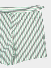 Tom Ford Light Green and White Striped Nylon Swim Shorts