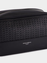 Dolce & Gabbana Black Woven Calfskin Leather Necessaire