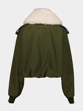 Givenchy Khaki Cotton Wool Bomber with Shearling Collar