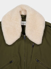 Givenchy Khaki Cotton Wool Bomber with Shearling Collar