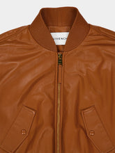 Givenchy Tan Cropped Cocoon Bomber in Nappa Leather