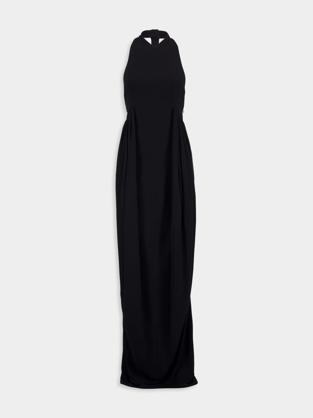 Black Halter Neck Evening Dress with 4G Button Detailing