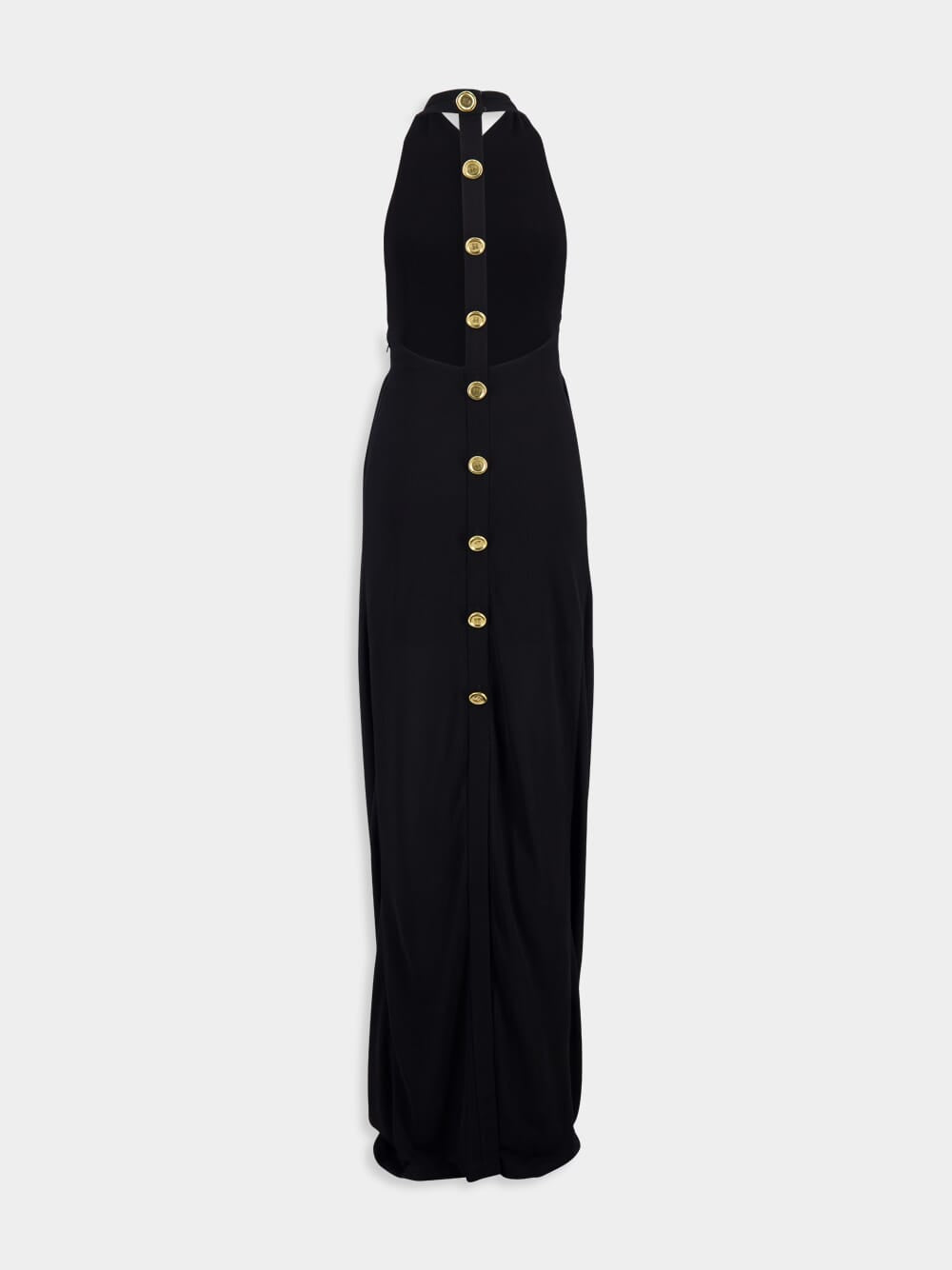 Black Halter Neck Evening Dress with 4G Button Detailing