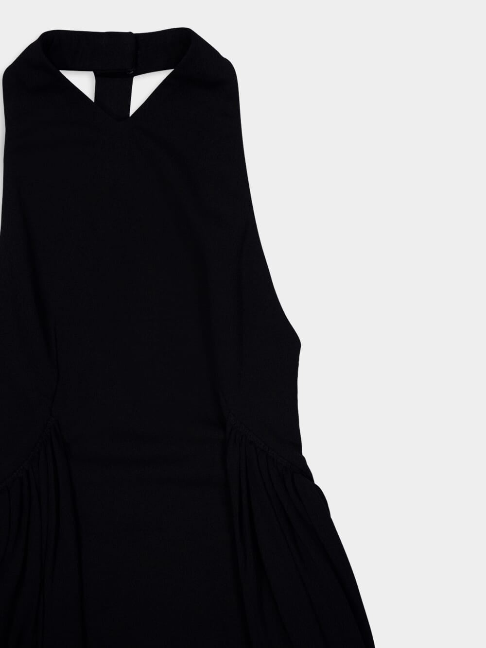 Black Halter Neck Evening Dress with 4G Button Detailing