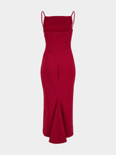 Givenchy Dark Red Sliced Midi Dress in Crepe Cady