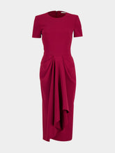 Givenchy Red Cherry Midi Wrapped Dress in Crepe Cady
