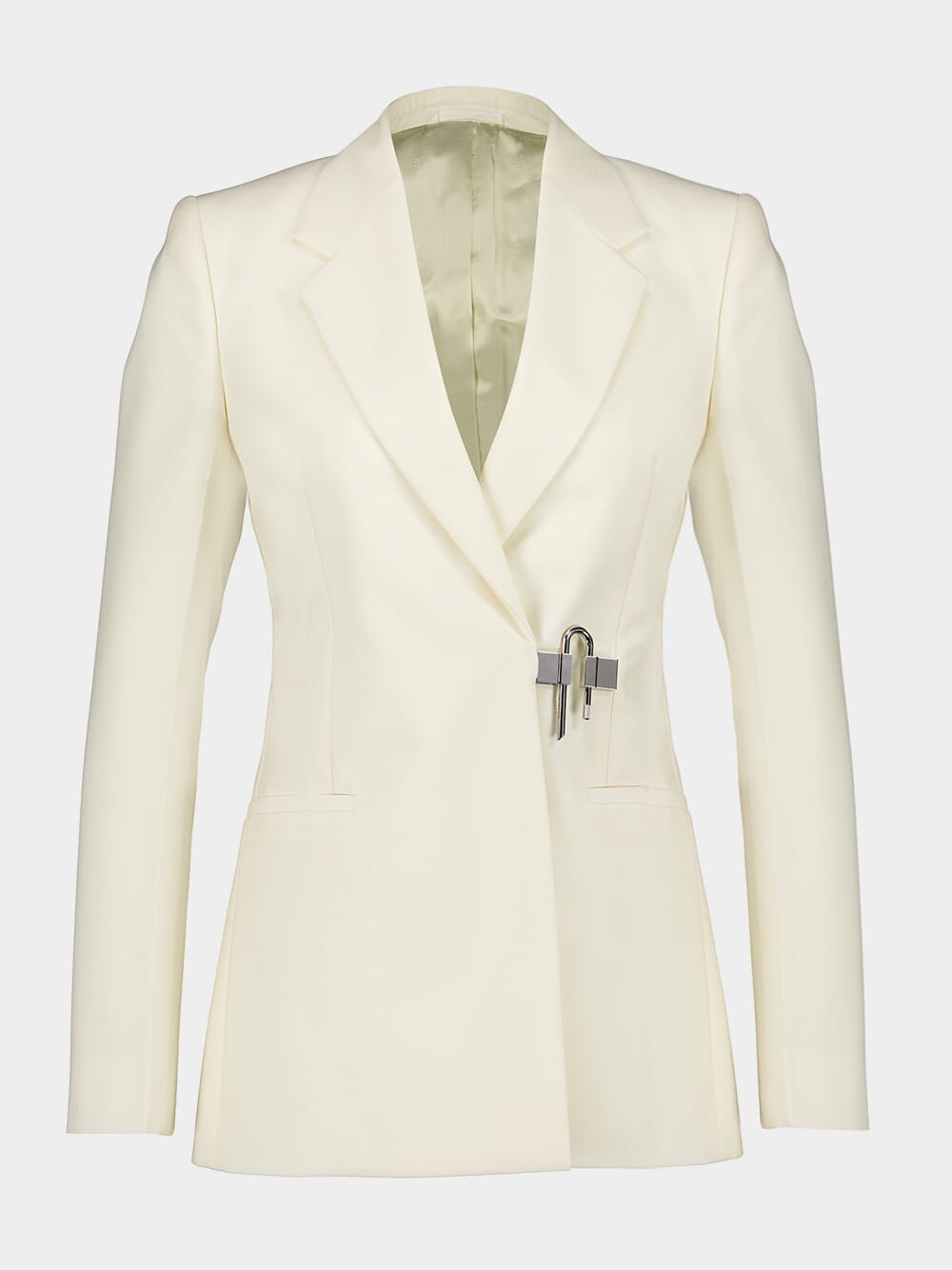 Ivory Wool-Blend Structured Blazer