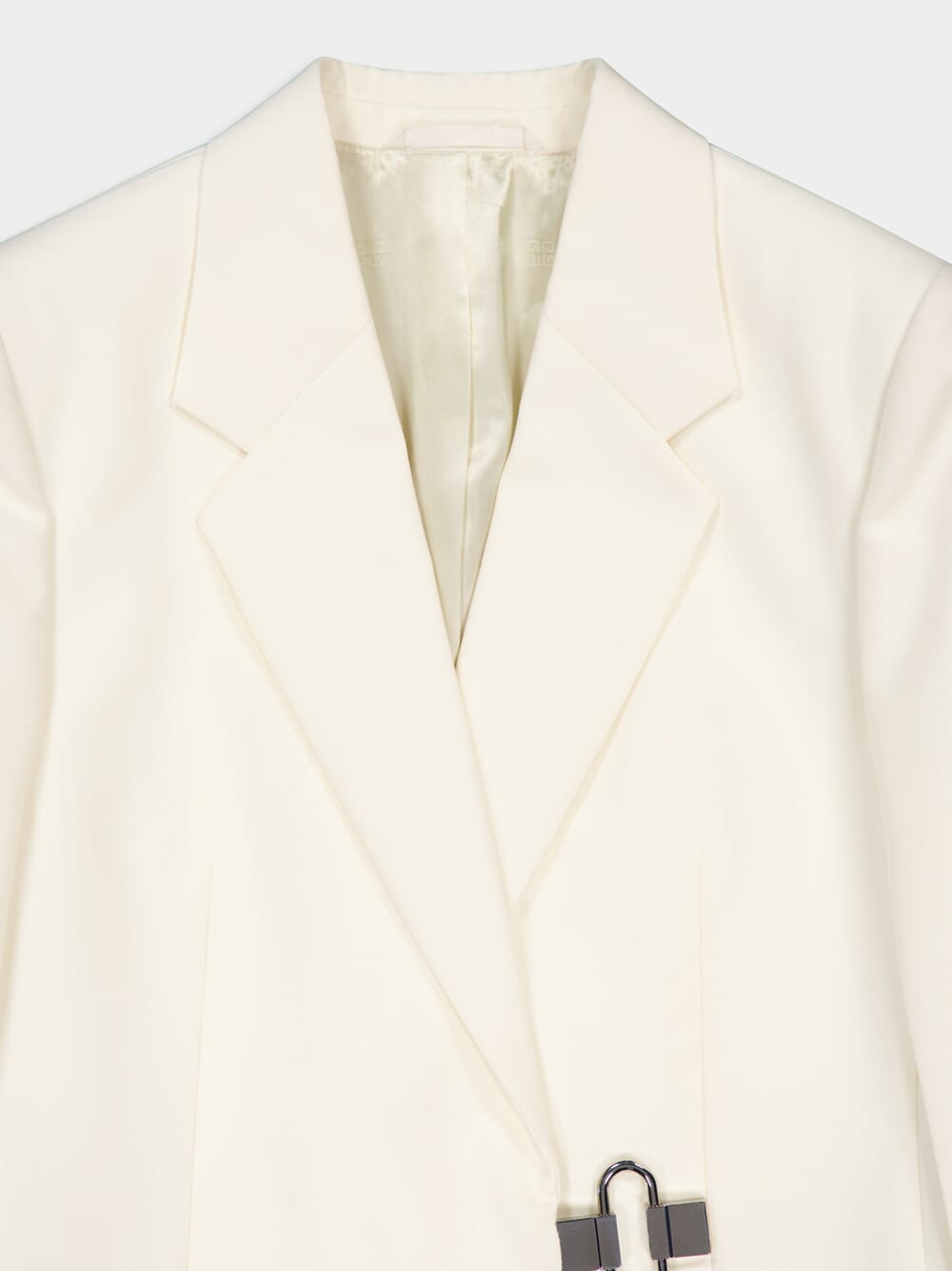 Ivory Wool-Blend Structured Blazer