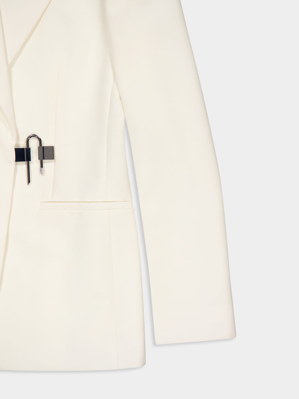 Ivory Wool-Blend Structured Blazer