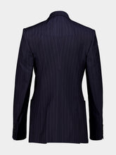 Givenchy Dark Navy Double-Breasted Wool Pinstripe Blazer