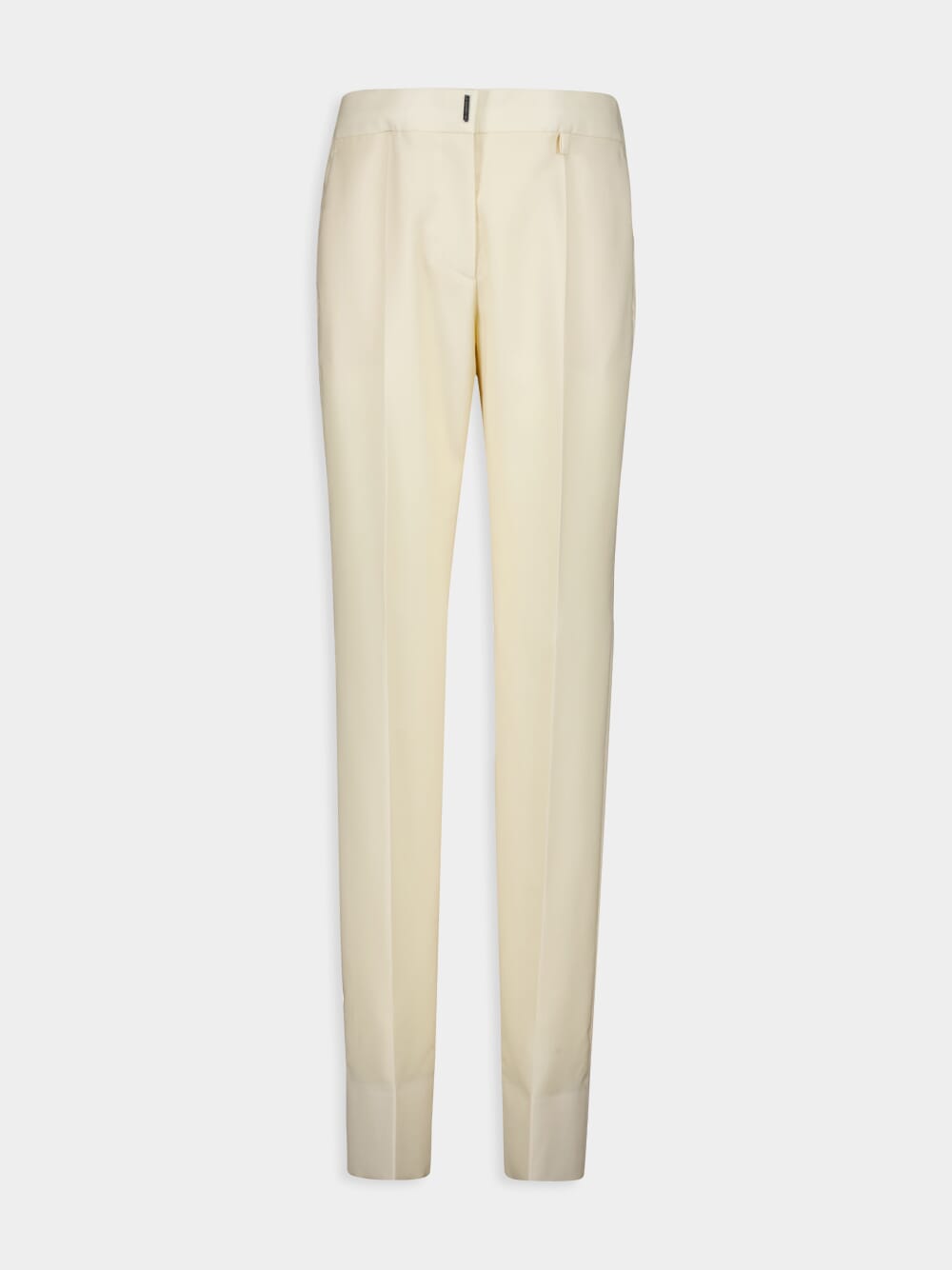 Ivory Wool Straight-Leg Tailored Trousers