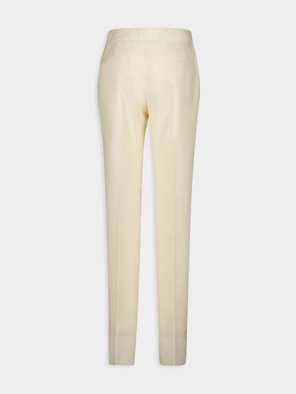 Ivory Wool Straight-Leg Tailored Trousers