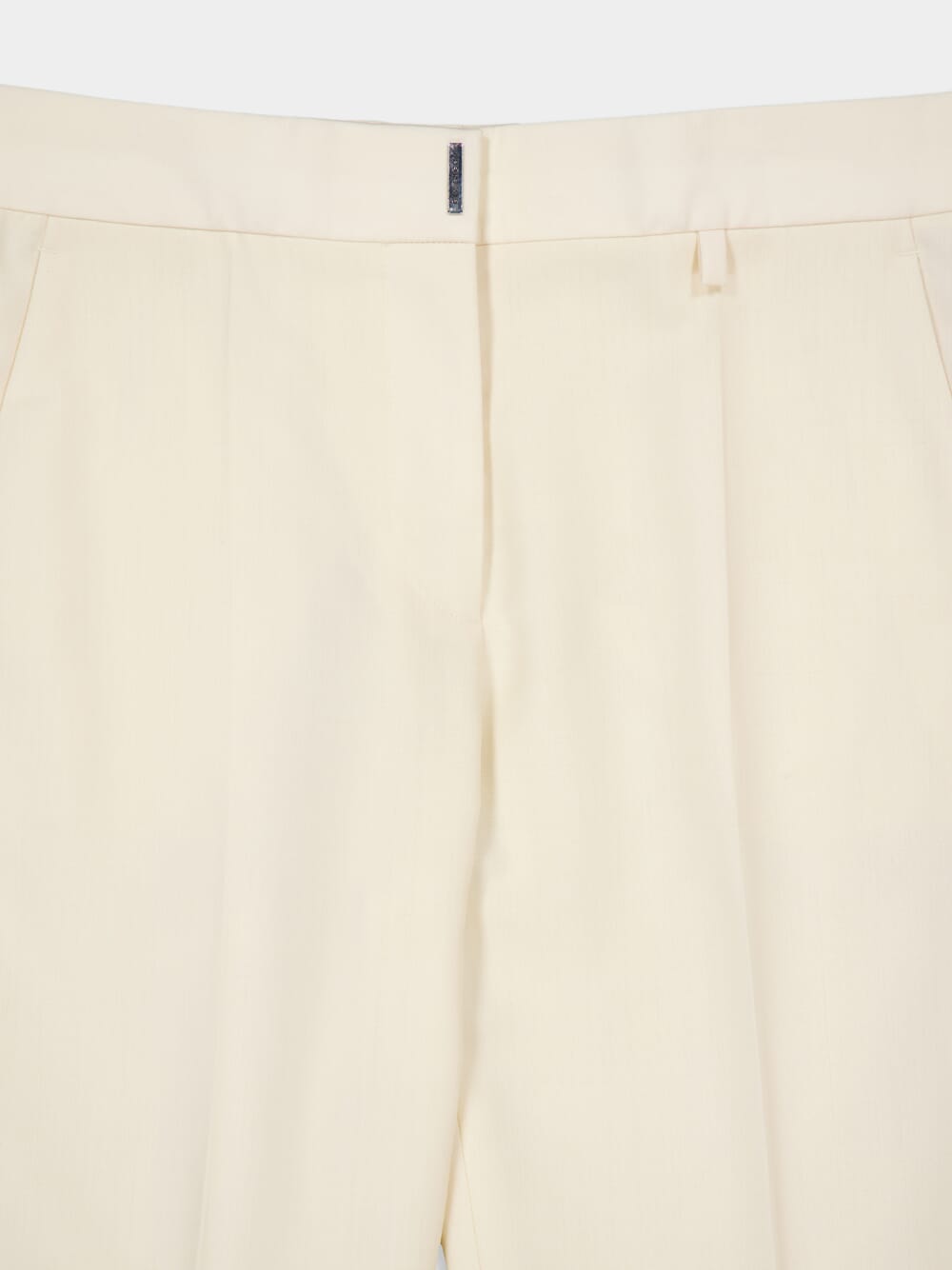 Ivory Wool Straight-Leg Tailored Trousers