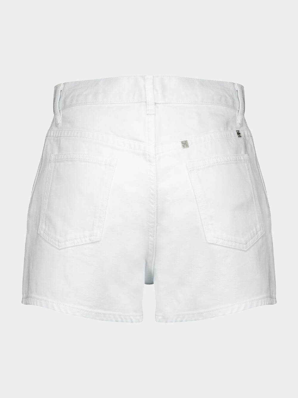 Slim Fit White Denim Shorts