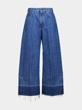 Givenchy Medium Blue Wide-Leg Raw Edge Cotton Jeans