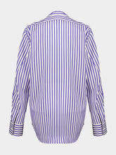 Givenchy Electric Blue and White Cocoon Silk Bow Shirt