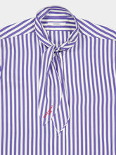 Givenchy Electric Blue and White Cocoon Silk Bow Shirt