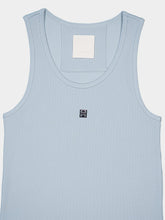 Givenchy 4G Detail Ribbed Cotton Sky Blue Tank Top