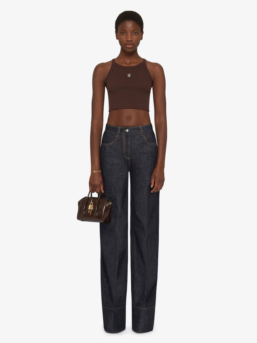 Russet Brown Ribbed Crop Top