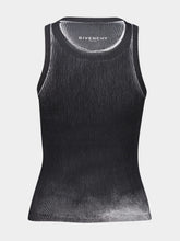 Givenchy Indigo Ribbed Cotton Tank Top with Artistic Contrast Print