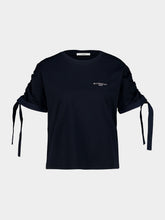 Givenchy Navy Gathered Sleeve Cotton T-Shirt