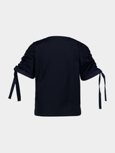 Givenchy Navy Gathered Sleeve Cotton T-Shirt