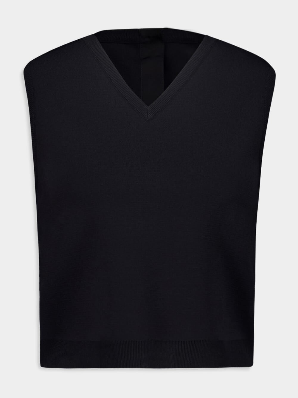 Black Sleeveless V-Neck Gilet