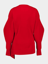 Givenchy Red Asymmetric Wool and Cashmere Crewneck Sweater