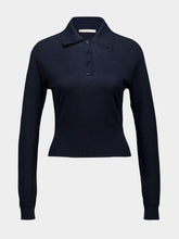 Givenchy Navy Cotton Silk Knit Long-Sleeve Polo