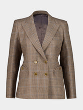 Blazé Milano Saona Beige Checked Double-Breasted Wool Blazer