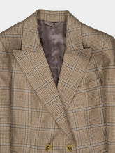 Blazé Milano Saona Beige Checked Double-Breasted Wool Blazer