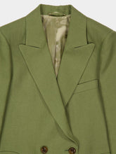 Blazé Milano Palm Green Linen Midday Sun Double-Breasted Blazer