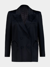Blazé Milano Dark Navy Double-Breasted Satin Blazer