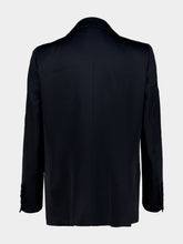 Blazé Milano Dark Navy Double-Breasted Satin Blazer