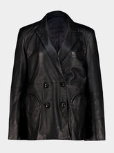 Blazé Milano Black Double-Breasted Leather Blazer