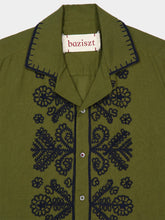 Baziszt Khaki Green Fougère Cotton Shirt