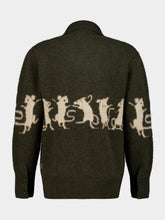 Baziszt Khaki Green Mice Cashmere Cardigan