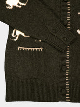 Baziszt Khaki Green Mice Cashmere Cardigan
