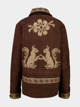 Baziszt Dark Brown Embroidered Shearling Leather Coat