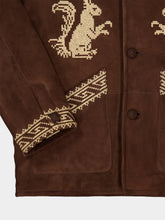 Baziszt Dark Brown Embroidered Shearling Leather Coat